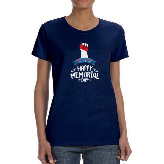 Memorial Day Clenched Fist 2 Shaped T-Shirt Women -Image by Shutterstock, Female x-Large