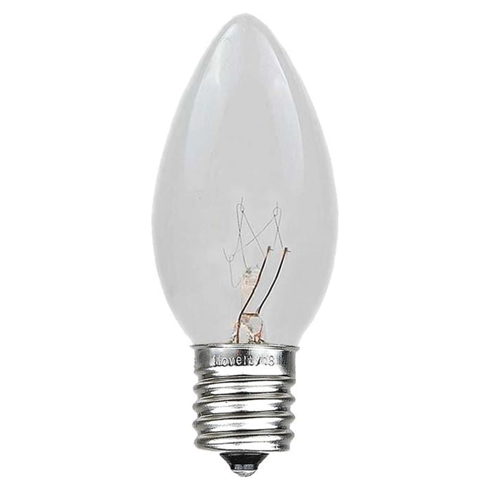 Novelty Lights 500 Case C7 Outdoor Christmas Replacement Bulbs, Clear, C7/E12 Candelabra Base, 5 Watt, 500 Bulbs