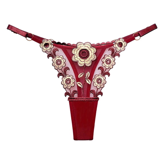 Eashery Womens Panties Womens Sweet And Spicy Style Contrasting Color Design Slim Fit Adjustable Belt Breathable Mesh Thong Underwear Womens Panties Plus Size Red One Size