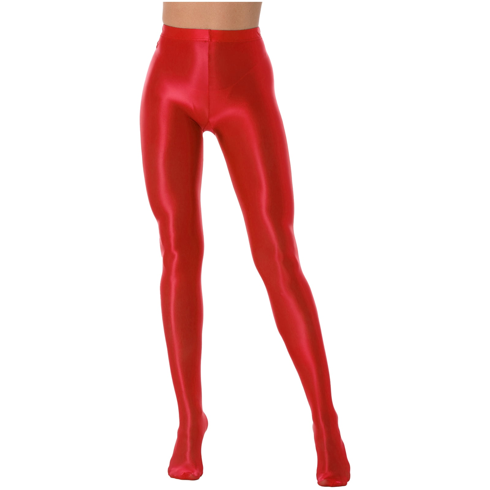 inhzoy Woman Shiny Oil Glossy Footed Pantyhose Tights Leggings Pink M