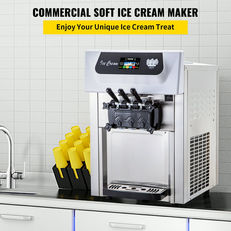 Garvee Commercial Ice Cream Maker, 4.7-5.8 Gal/H Single Flavor Countertop  Soft Serve Ice Cream Yogurt Machine with Pre-cooling 