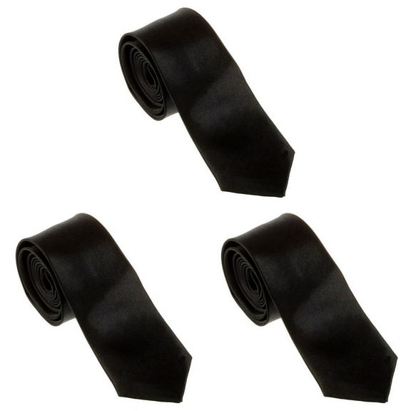 3X Unisex Casual Necktie Skinny Slim Narrow Neck Tie - Black