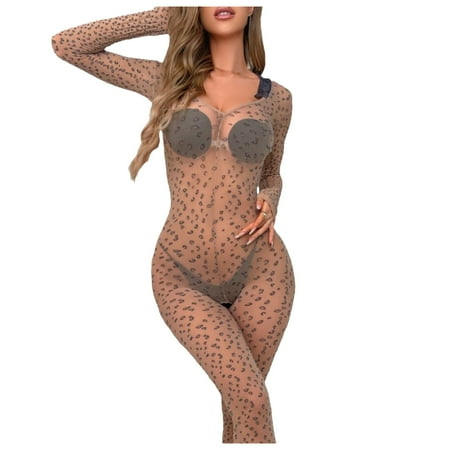 Midwennn Rhinestone Fishnet Bodysuit Sexy Mesh Body Stockings Nightclub Bodystocking For Women Lingerie for Women plus Size Shapewear Bodysuits Skirt Lingerie for Women