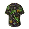 thumbnail image 2 of Balery Carnival Mardi Gras3 Men's Casual Button Down Shirt Short Sleeve Textured Summer Cuban Beach Shirts-X-Large, 2 of 7