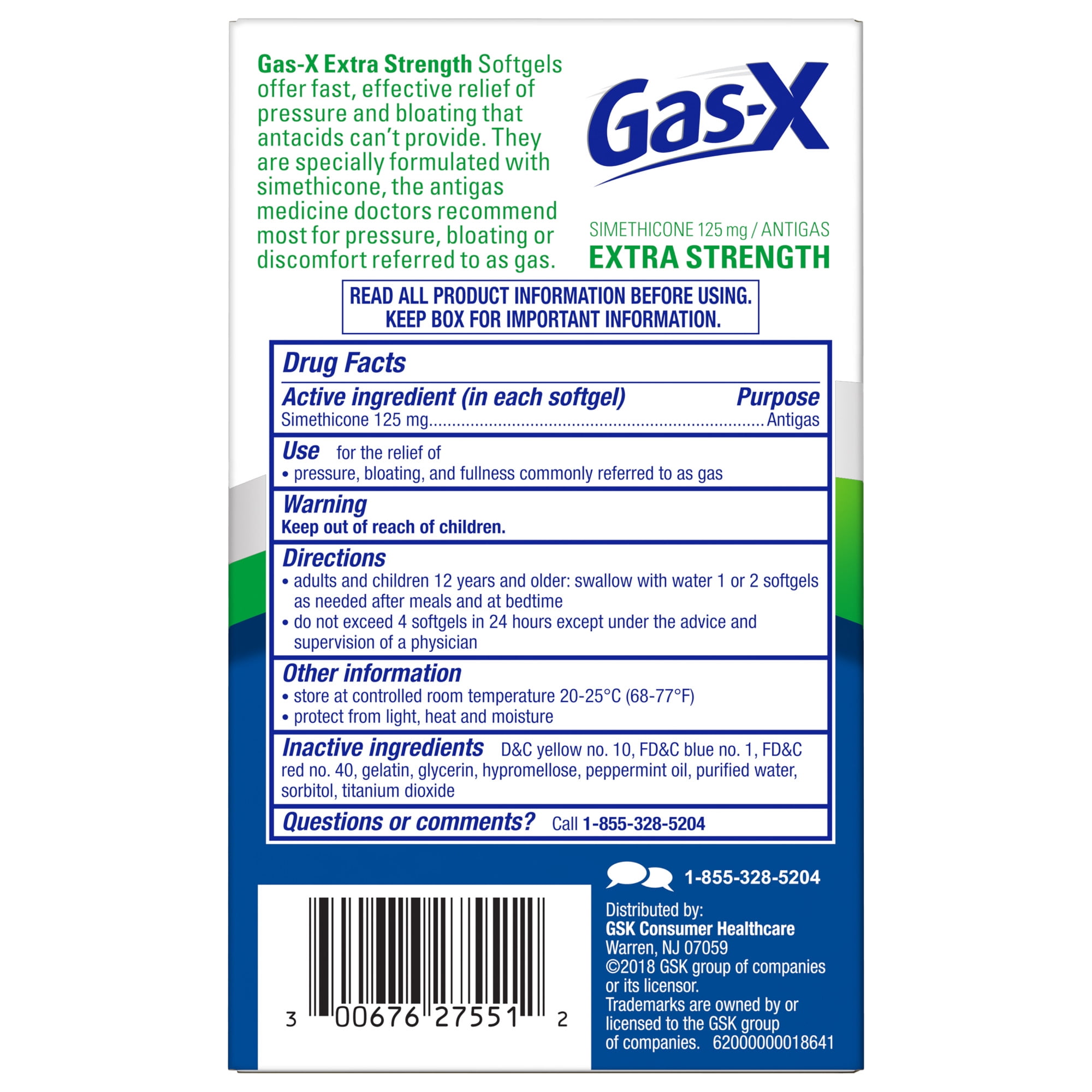 Gas X Extra Strength Softgel - 10 count per pack -- 36 packs per case