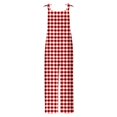 thumbnail image 4 of Lenpel Women's Jumpsuits Plus Size Sleeveless Spaghetti Strap Striped Plaid Straight Leg Rompers Causal Loose Overalls with Pockets, 4 of 5