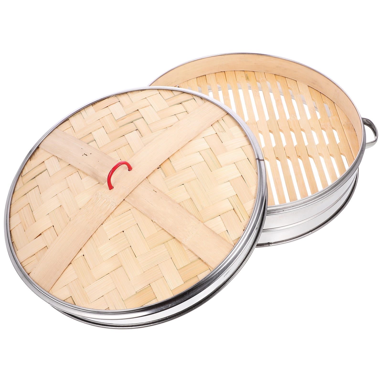 CRILSTYLEO Stainless Steel Bamboo Steamer Basket with Lid for 1Set