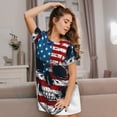 thumbnail image 3 of Picia American Flag Skull Pattern Women’s Nightdress – Casual Short-sleeved Loose-Fit Sleepwear, Soft Cotton Short-Sleeve Sleep Shirt for Relaxation & Comfort, 3 of 6