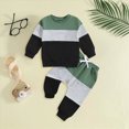 thumbnail image 2 of NOLDARES 2pcs Toddler Baby Boy Fall Winter Outfits Long Sleeve Crewneck Sweatshirt Tops Elastic Joggers Pants Set Cute Print Clothes Clothing(Green,12-18 M), 2 of 6
