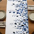 thumbnail image 5 of Blue Eucalyptus Leaves 108 Inch Table Runner, Summer Botanical Watercolor Farmhouse Dresser Scarf Cotton & Linen Tablerunner for Dining/Kitchen Island/Holiday Party Décor 13" x 108", 5 of 9