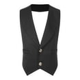 thumbnail image 4 of iiniim Kids Boys Lapel V Neck Button Up Formal Tuxedo Suit Vest Halter Waistcoat Backless Tank Top Black 10, 4 of 6