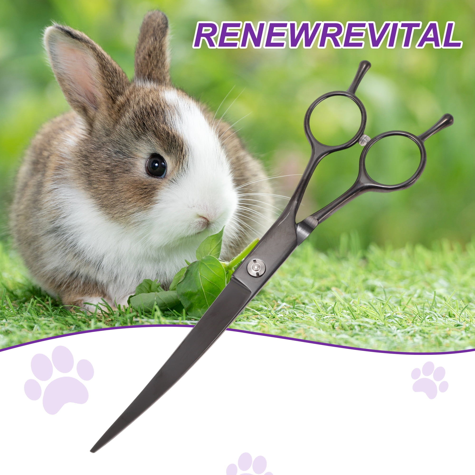 Unique Bargains Dog Grooming Scissors with Curved Design Black