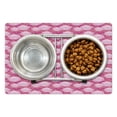 thumbnail image 1 of Lotus Pet Mat for Food and Water, Flower Arrangement Japanese Folklore Waterlilies on Swirled Backdrop, Non-Slip Rubber Mat for Dogs and Cats, 18" X 12", by Ambesonne, 1 of 2