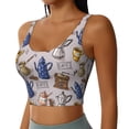 thumbnail image 2 of Fotbe Antique Vintage Teapot Coffee Grinder Pattern Womens' Sports Bra Longline Wirefree Padded with Medium Support Sports Moisture-Wicking Workou Vest,Tank Top-Small, 2 of 7