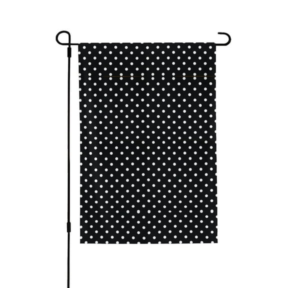 Black Polka Dot Welcome Large House Flag Vertical Double Sided 28x40 Inches Yard Porch Outdoor Decor
