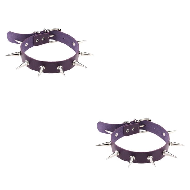 Qarigey Gargantilla de corazón Clavícula Regalo dulce multicolor Estilo europeo Collar colorido Diseño simple Gargantillas de cuero Púrpura Púrpura 2piezas Qarigey CBP038310