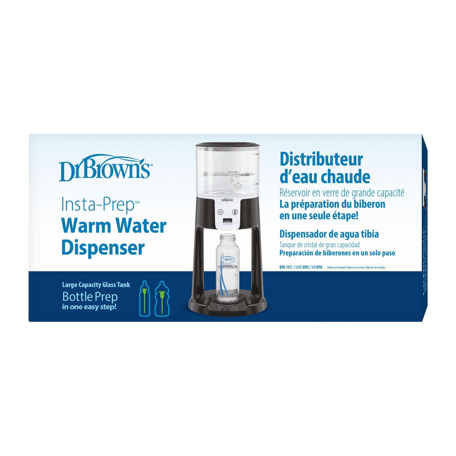 Dr. Brown's Insta-Prep Warm Water Dispenser, Large Capacity Glass Tank with 3 Temperature Settings, 1-Pack, 1.5 litres