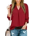 thumbnail image 5 of Fantaslook Womens Blouses 3/4 Sleeve V Neck Work Shirts Dressy Tops Chiffon Office Wear, 5 of 9