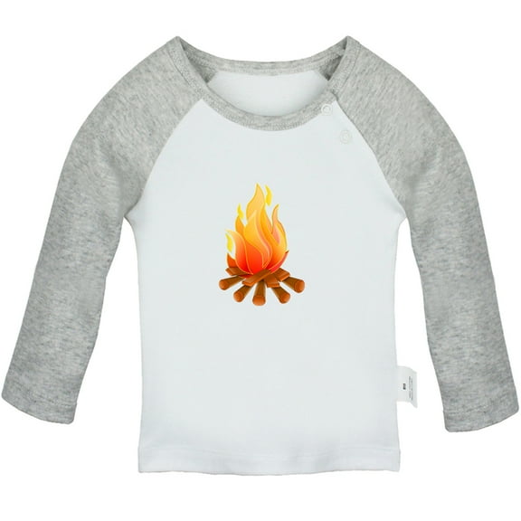 Nature Bonfire Pattern T shirt For Baby, Newborn Babies T-shirts, Infant Tops, 0-24M Kids Graphic Tees Clothing (Long Gray Raglan T-shirt, 0-6 Months)