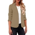 thumbnail image 6 of HNMKIU Solid Long Sleeve Button Knit Cardigan Jacket Casual Formal Womens Open Front Cover Up Khaki - XXL, 6 of 8