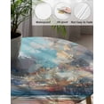 thumbnail image 5 of Oil Painting Abstract Ocean Scene Fitted Round Tablecloths Elastic Edged Table Covers 36"-44",Summer Natural Sea Shore Waterproof Dining Room Kitchen Table Cloth for Holiday Party Tables Decor, 5 of 8