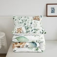 thumbnail image 5 of Cute Animal Queen Size Comforter Set Cartoon Tiger Bedding Set, Spring Eucalyptus Down Comforter Watercolor Leaves Bed Set, Kawaii Jungle Animal Quilted Duvet, 5 of 6