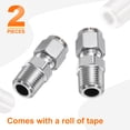 thumbnail image 3 of Adaptador de acoplamiento macho de acero inoxidable Uxcell de 2 piezas de 1/4" OD x 1/4" NPT, 3 of 6