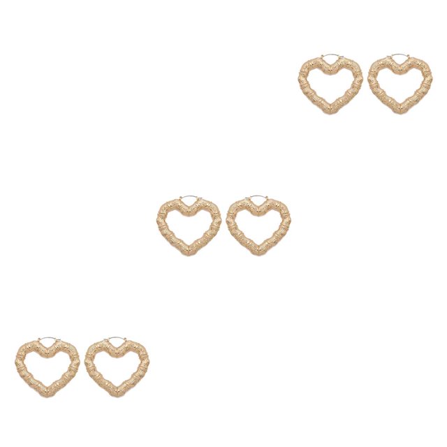 Sonducket Paquete de 2 pendientes para mujer, diseño de nudo de bambú, elegancia, moda, chica con estilo, orejas colgantes, gotas para las W72464 en forma de corazón 3Conjunto