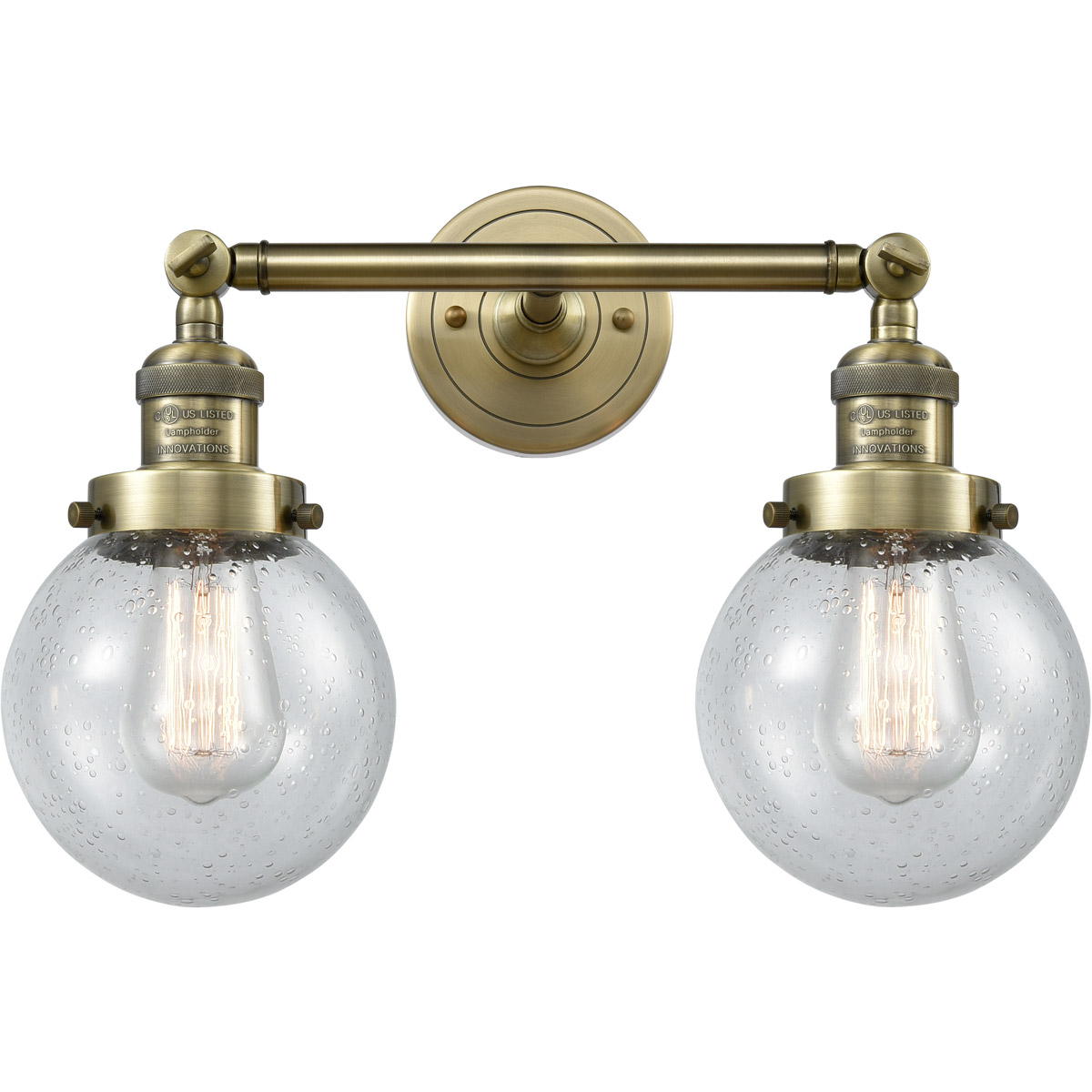 Bathroom Vanity 2 Light Fixtures With Antique Brass Finish Cast Brass