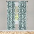 thumbnail image 3 of Ambesonne Floral Curtains, Doodle Garden Plants, Pair of 28"x84", Seafoam White Black, 3 of 5