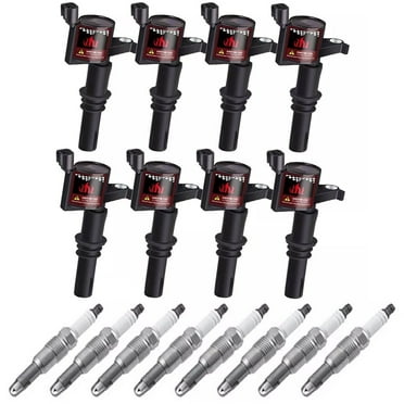 Set of 8 DG511 Ignition Coil Pack & Spark Plugs Compatible with Ford Expedition Explorer F150 F250 F350 F450 F550 Super Duty Navigator Mark 5.4L 4.6L 6.8L