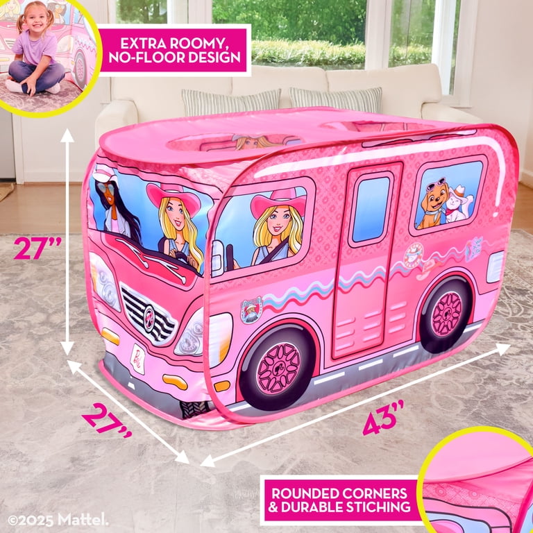 Barbie Cowgirl Camper Pop-Up Play Tent, Pink photo 4