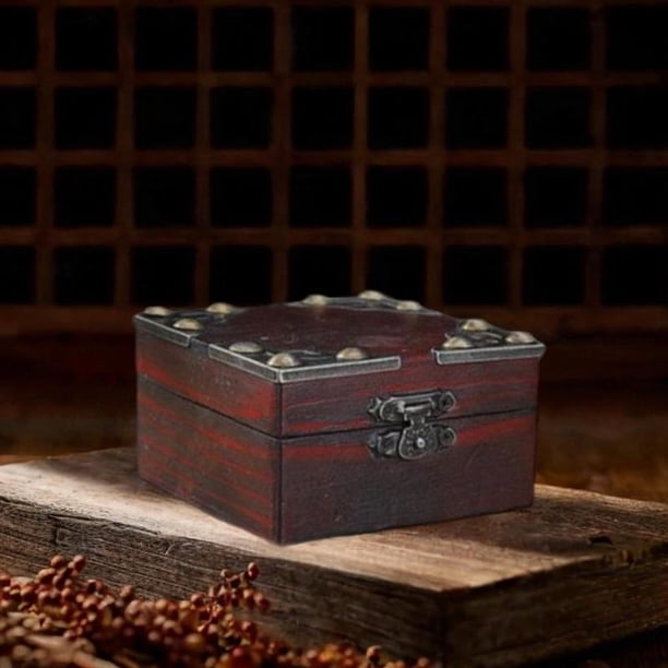 Caja de , caja de madera multifuncional, portátil, para escritorio, para guardar joyas, decorativa, con cerradura para anillos y baratijas.
