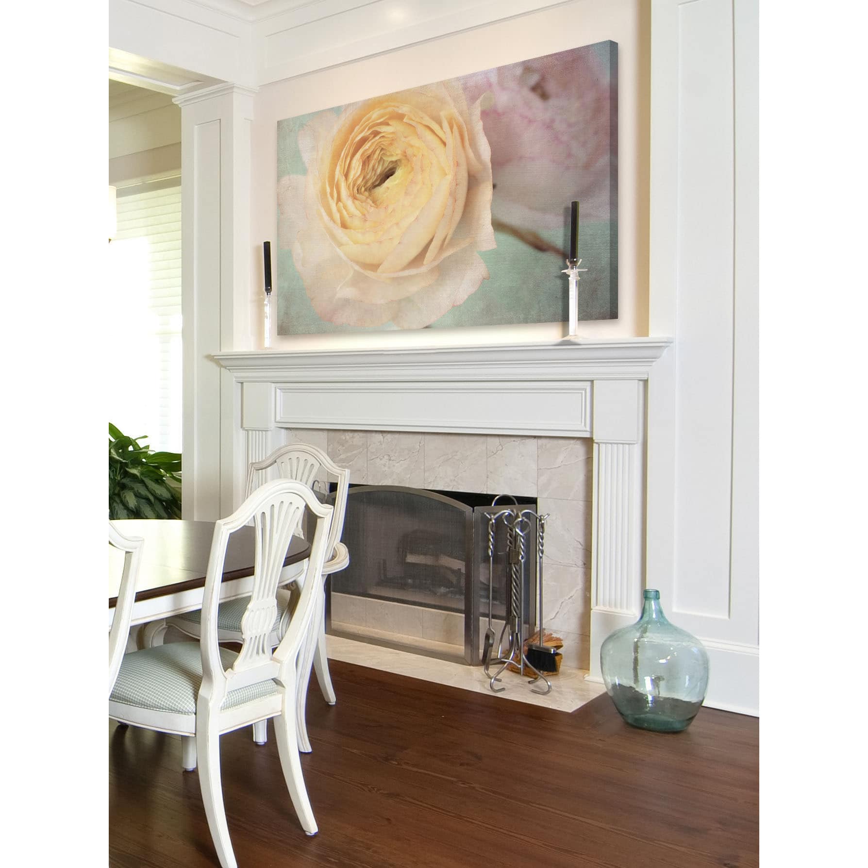 "Peach Ranunculus" Painting Print on Wrapped Canvas