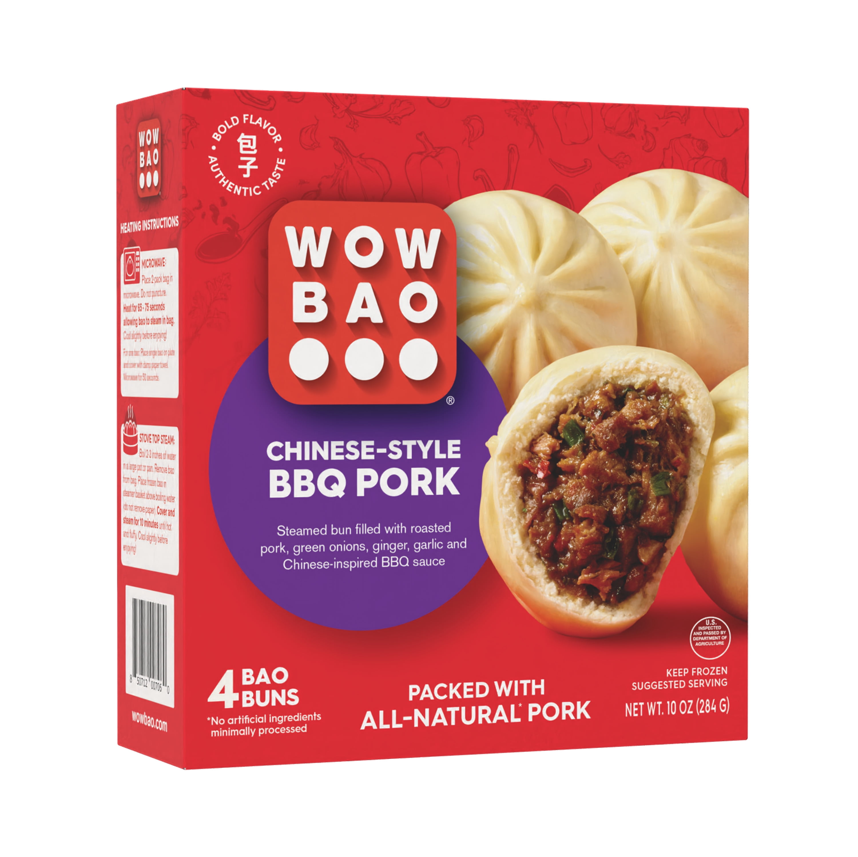 Wow Bao Chinese-Style BBQ Pork Bao, 4 pack, Frozen