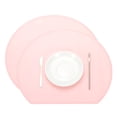 thumbnail image 1 of Juego de 2 manteles de silicona Uxcell, manteles resistentes al calor para mesa de comedor, manteles semicirculares antideslizantes, fáciles de limpiar, a prueba de agua y aceite, color rosa, 1 of 7