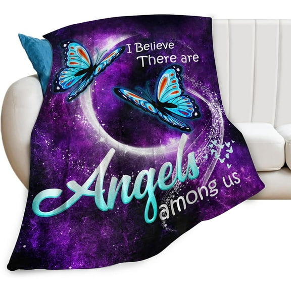 Blue Butterfly Blanket Throws Butterfly Gifts Angels Butterfly Throw Blanket for Girls Women Kids Adults Soft Warm Cozy Fleece Blanket for Couch Sofa ​Bed Butterfly Throws