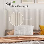 Wingback Bedframe, Corduroy Upholstered Bed Frame, No Box Spring Needed, Solid Wooden Slats, Noise Free