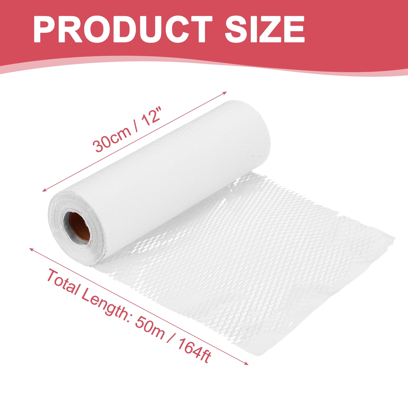 Uxcell Honeycombs Packing Paper Wrap, 12 Inch x 164 ft Wood Pulp Kraft Paper Bubble Pack Wrap Roll for Packing Shipping Moving, White