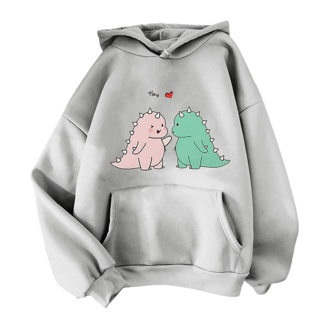Sudadera de Moda Gibobby Casual con Capucha Estampado de Dinosaurio Verde XXL
