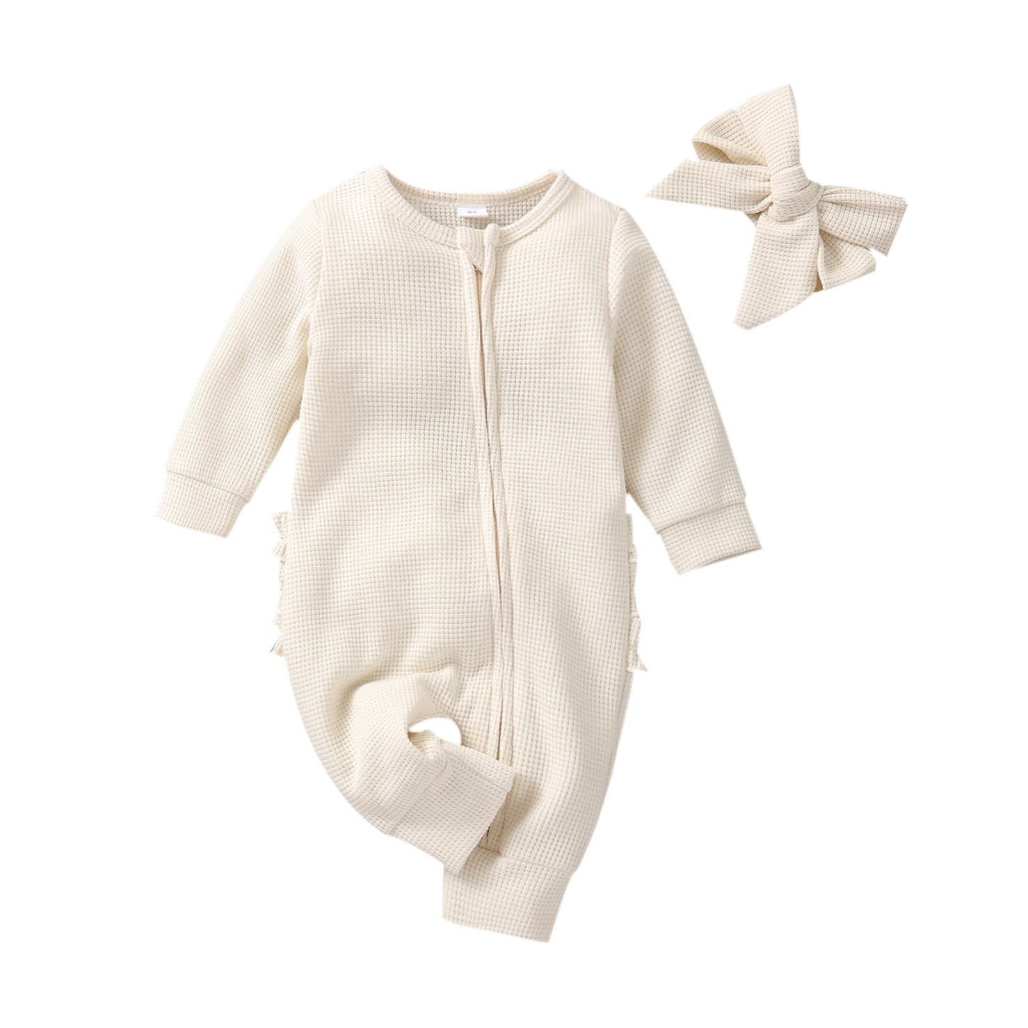 bebeshopdelageyhu Newborn Baby Girl Sweater Romper Ruffle Sleeve Cotton Knitted Bodysuit Fall Winter Outfit Clothes 