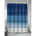 thumbnail image 5 of Boanket Polyester Fabric Navy Blue Striped Shower Curtain, Modern Abstract Art Farmhouse Stripe Waterproof Bathtub Curtain Bathroom Decor Set with Hooks 72 x 84 Inches,, 5 of 6