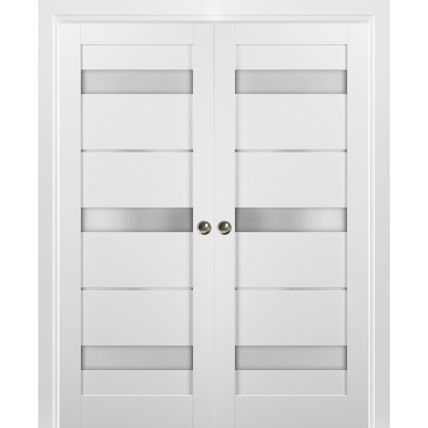 French Double Pocket Doors 64 x 84 with Frames | Quadro 4055 White Silk  with Frosted Opaque Glass | Kit Trims Rail Hardware | Solid Wood Interior  Pantry Kitchen Bedroom Sliding Closet Sturdy Door - Walmart.com, image size:1500x1500