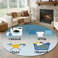 thumbnail image 2 of Round Rugs 7 Ft, Blue Ombre Laundry Non Slip Area Rugs for Kitchen Bedroom Entryway, Wash Dry Fold Repeat Washable Carpet Runner Rug Floor Mats for Bedroom Home Decor, 2 of 9