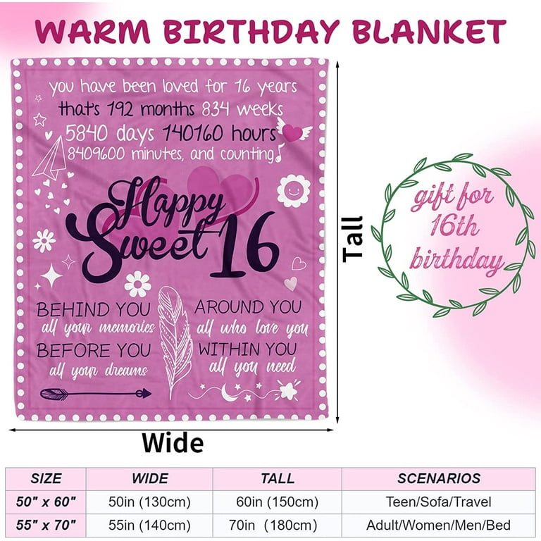 RooRuns Happy 17 Year Old Boy Girl Gift Ideas Blanket, 17th Birthday Gifts  for Girls, Gifts for 17 Year Old Girl Boy,birthday gifts for 17 year old  girl, 17th Birthday Party Decorations