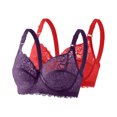 thumbnail image 2 of Riecok Comfort Bras for Women Lace Thin Push Up Soft Breathable Everyday Womens Underwire Bras 2PC Red 38, 2 of 4