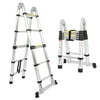 Oxodoi 75in Aluminum Step Ladder, 330 lbs Load Capacity,Herringbone Ladder Multifunctional Telescopic Folding Ladder