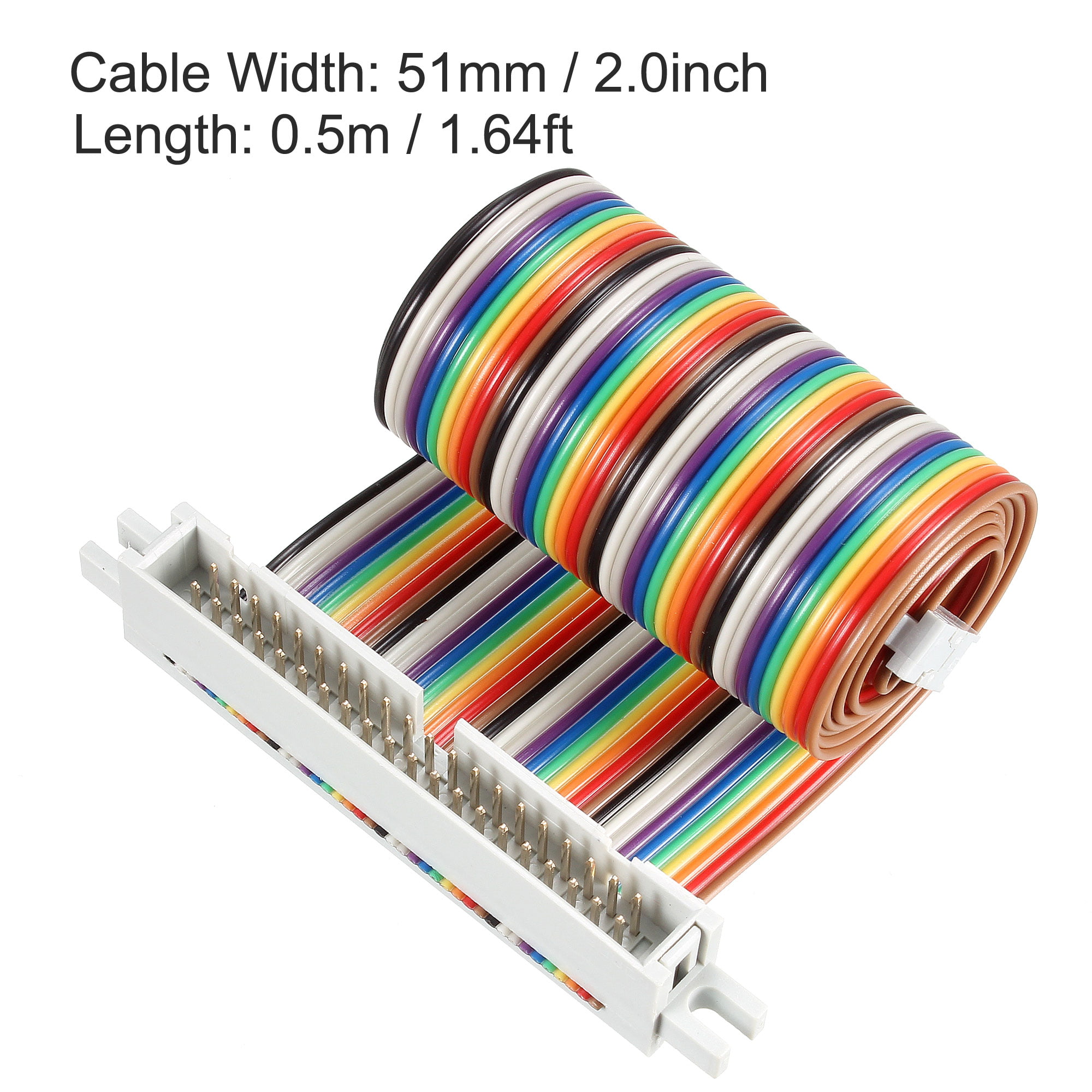 IDC Rainbow Wire Flat Ribbon Cable 40P FC/FD Connector 2.54mm Pitch 0.5m Length 