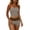 Coffee, variant on Womens Striped Knit Two Piece Outfit Strapless Bandeau Crop Top High Waist Ruched Shorts Stretchy Breathable Fabric Slim Fit Casual Beach Co-Ord Set