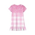 thumbnail image 3 of Abcomgle Cute Dresses for Girls 10-12 Casual A-Line Short Sleeve Midi Dress Glitter Plaid Ruffle Hem Swing Loose Sundresses with Pockets for 4-14t Kids, 3 of 4